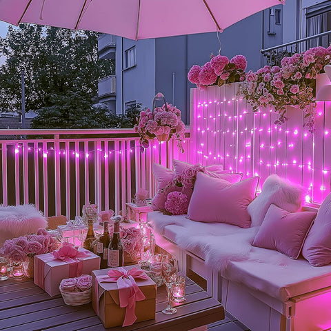 JMEXSUSS pink lights spark party setups with vibrant color.