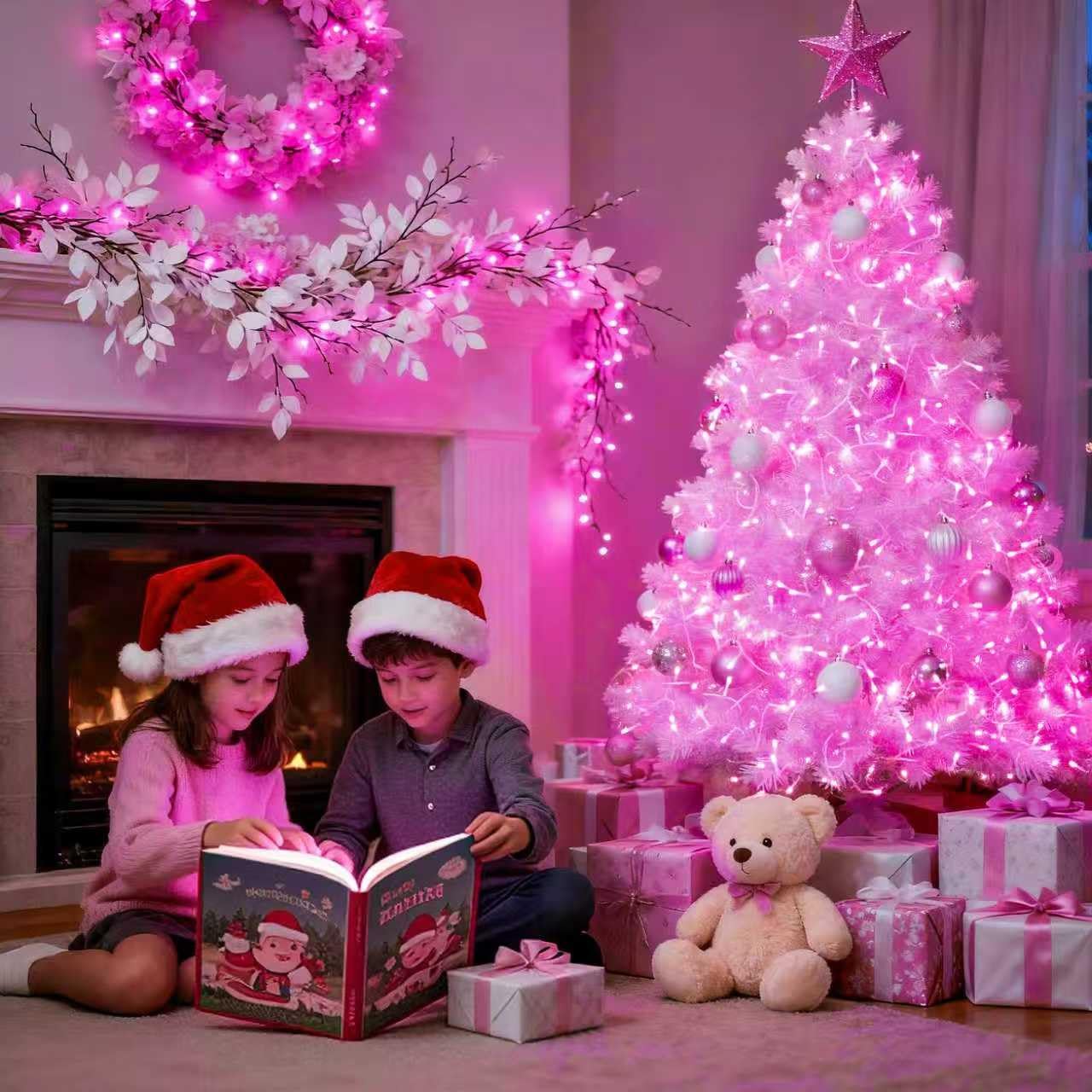JMEXSUSS pink lights create wedding ambience with soft glow.
