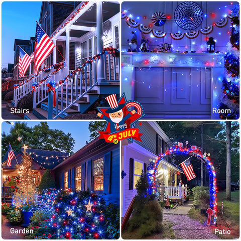 Easy plug-in setup JMEXSUSS patriotic lights for quick decorating.