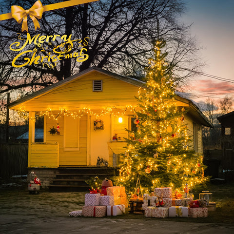 Solar panel powering JMEXSUSS string lights for long-lasting outdoor illumination.