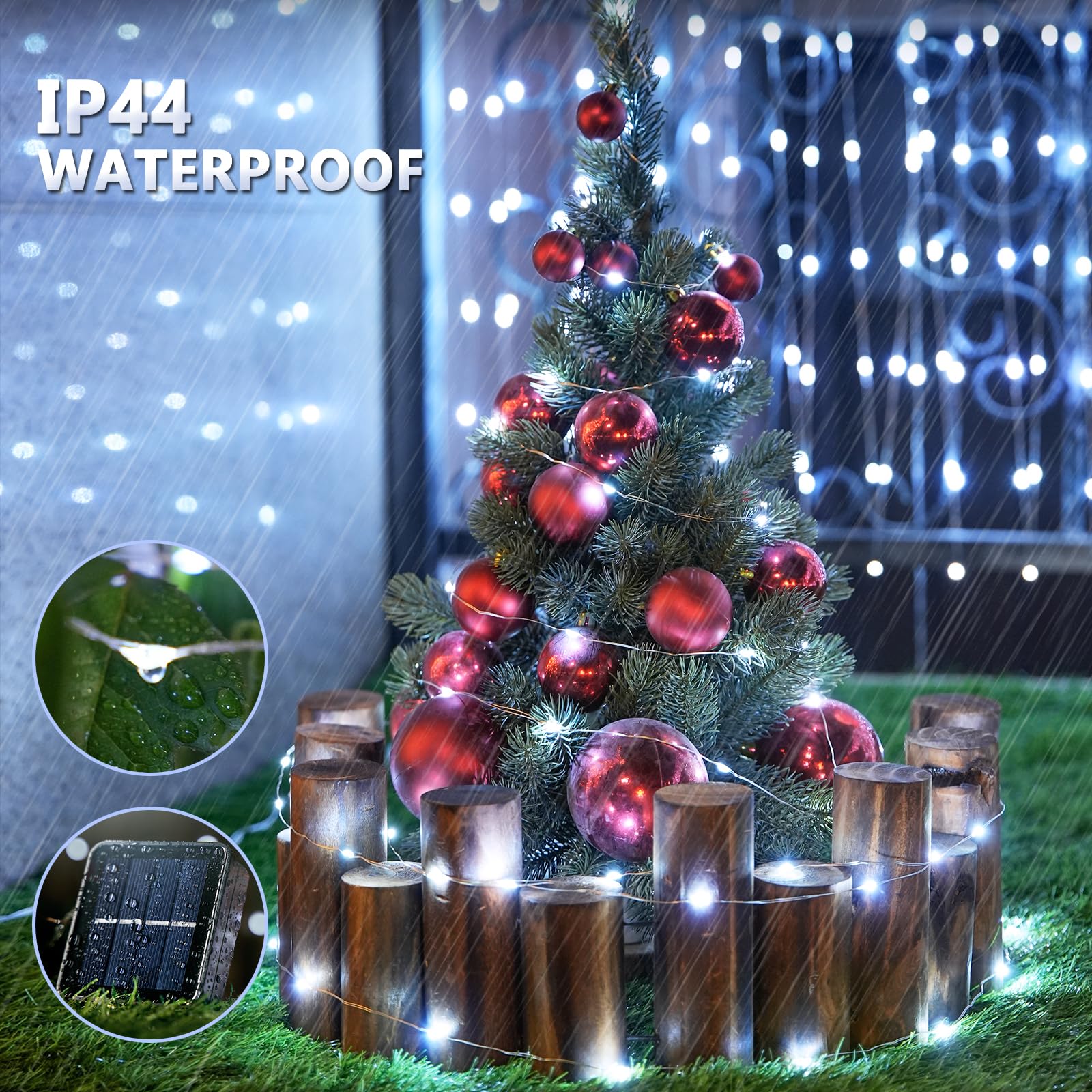 JMEXSUSS IP44 waterproof design withstands weather for outdoor use.