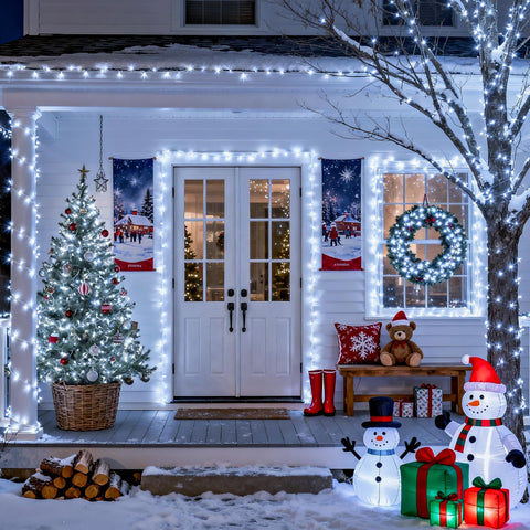 JMEXSUSS white LED lights wrap porch pillars for festive look