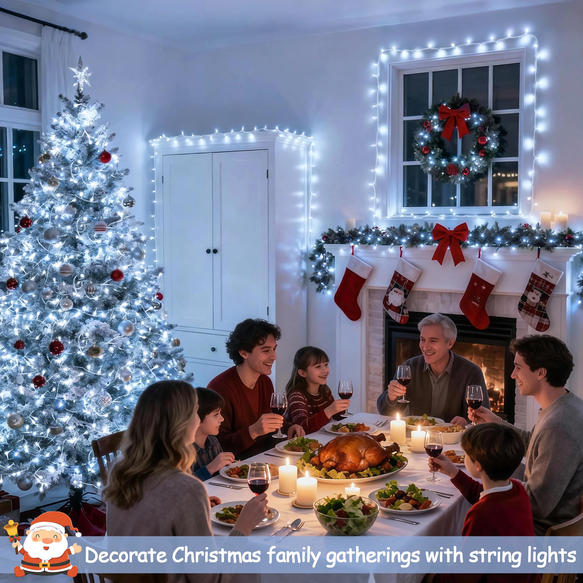 JMEXSUSS white LED lights weave through tree line for holiday sparkle