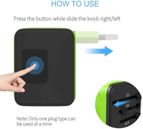 JMFONE green travel adapter combines compact form with reliable performance.