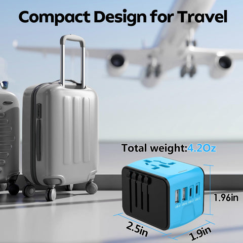 JMFONE compact-design travel adapter fits easily in luggage for easy packing