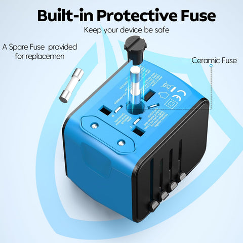 JMFONE travel adapter LED indicator shows power readiness for safe charging