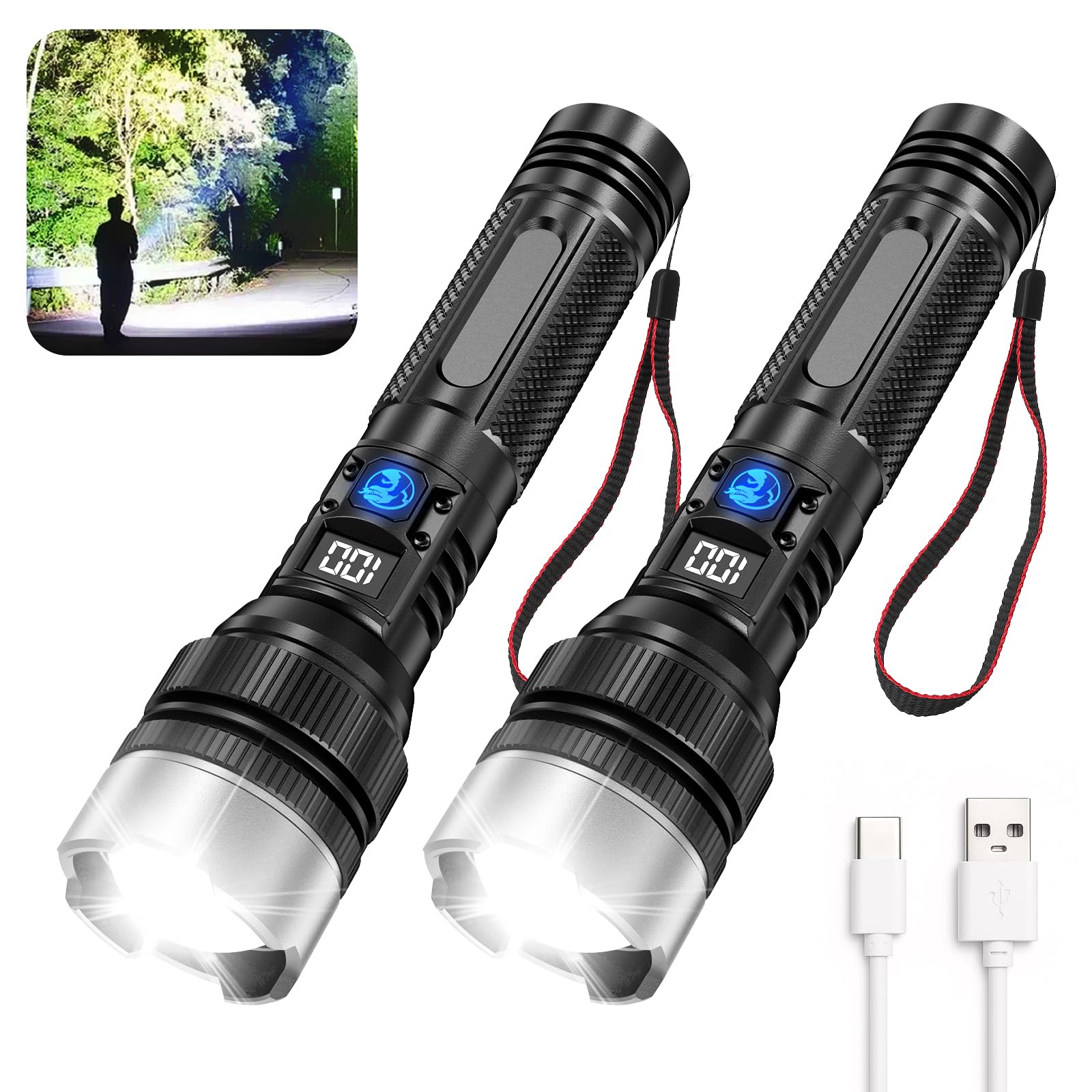 JMNGSHU flashlight 10000-lumen beam for outdoor visibility and quick room lighting