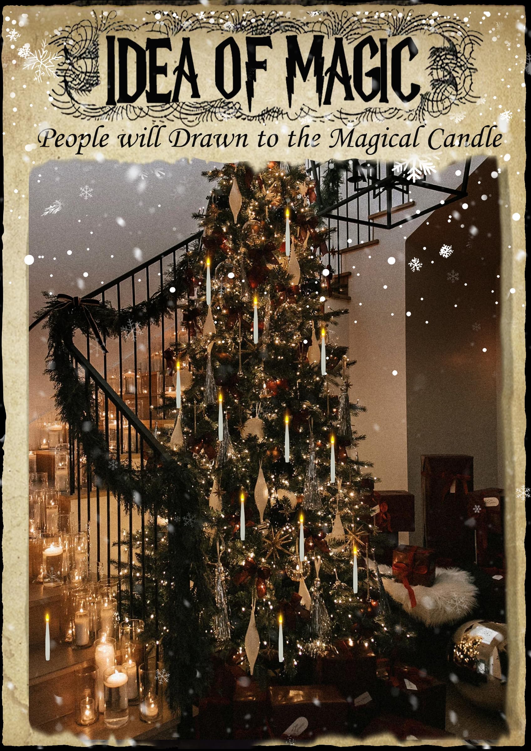 Indoor decor set for Christmas and celebrations with flameless warm light.