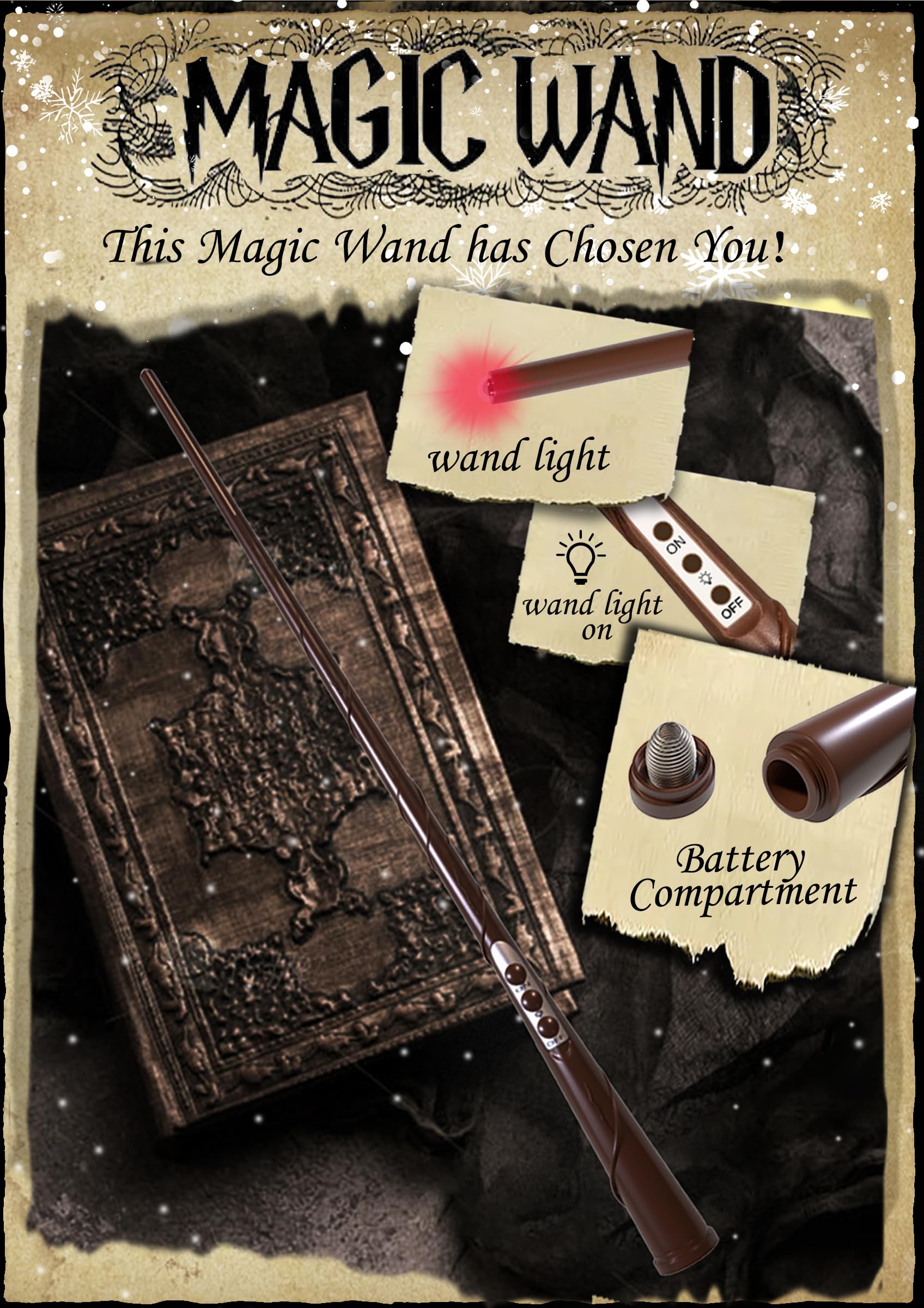 Practice-friendly wand magic demo for kids' wizard-themed play.