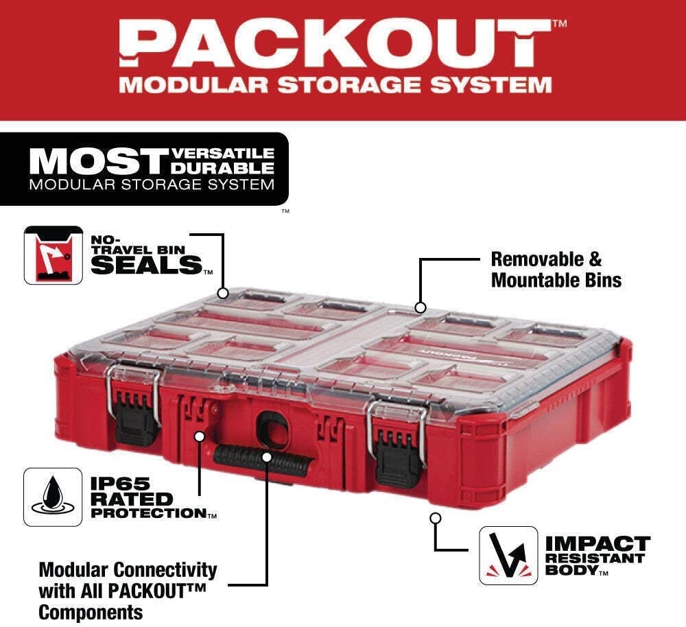 JNAB Packout Milwaukee 10 removable bins keep tools organized and migration-free.