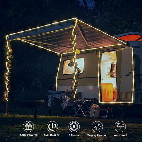 Jnaurb outdoor solar string lights for patios create charming ambiance for gatherings.