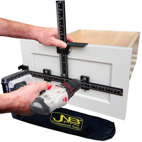 JNB Pro cabinet hardware jig with center drill guide for precise installations.