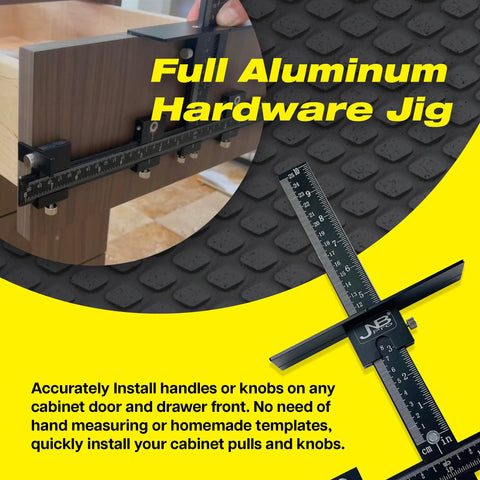 JNB Pro reversible jig with laser-engraved rulers for accurate left-right door alignment.