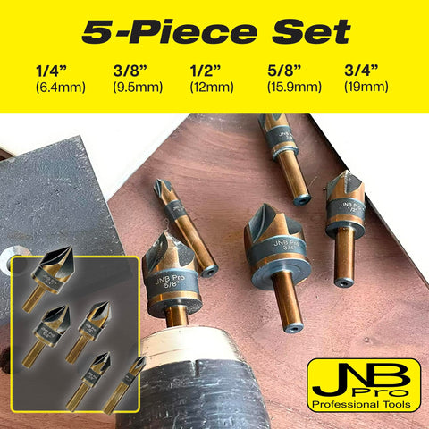 JNB Pro countersink features a 5-flute design for smooth cutting.