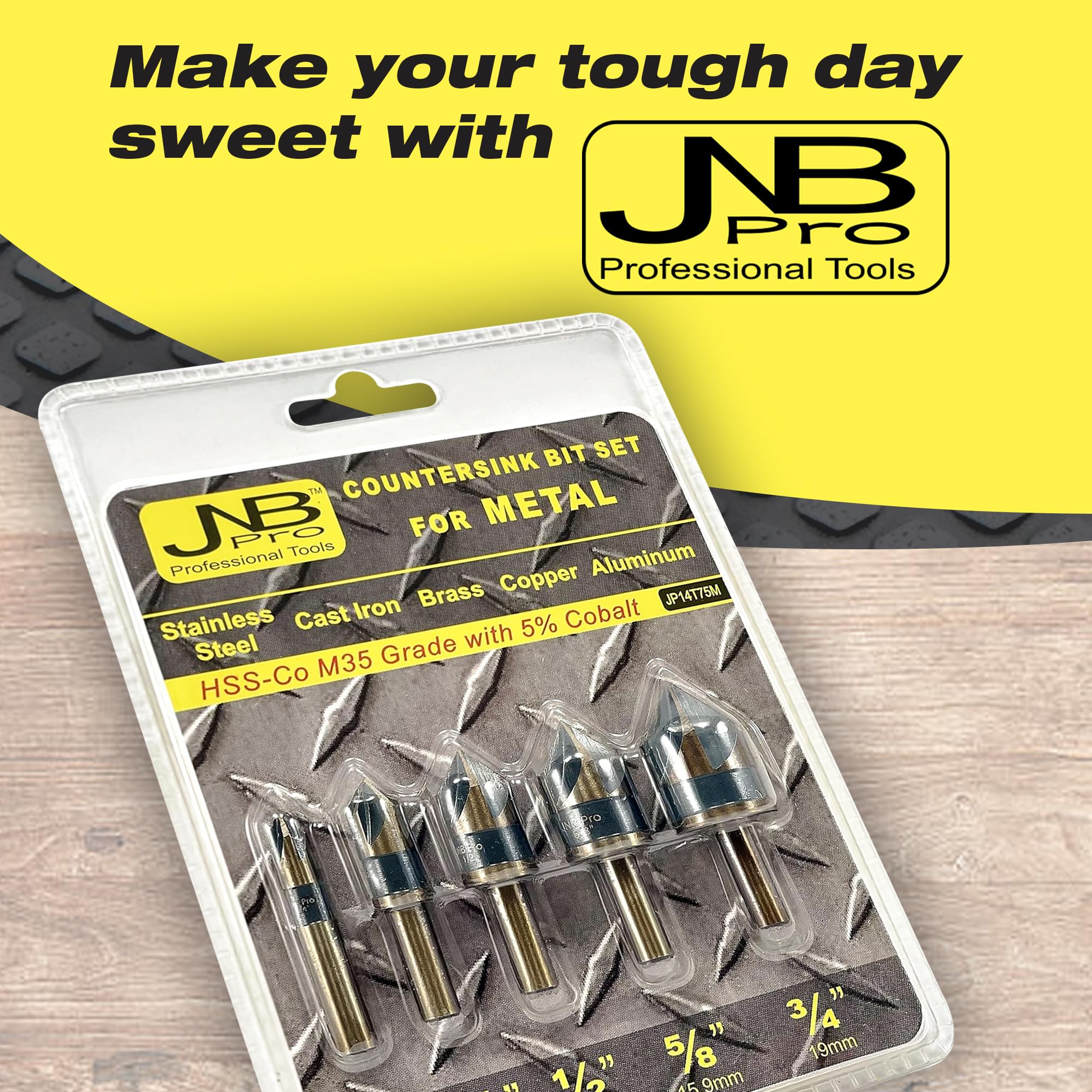 JNB Pro countersink compatible with hand drills for steady results.