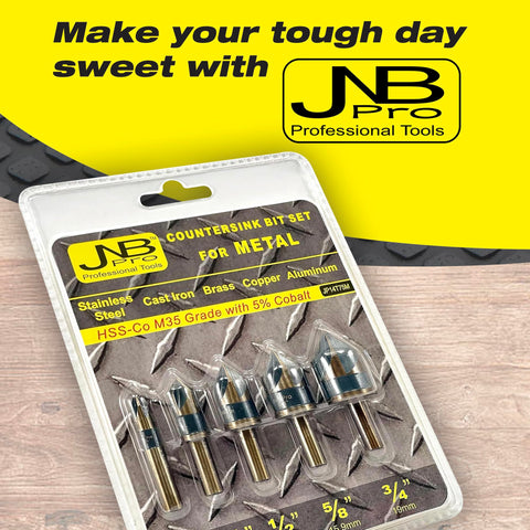 JNB Pro countersink compatible with hand drills for steady results.