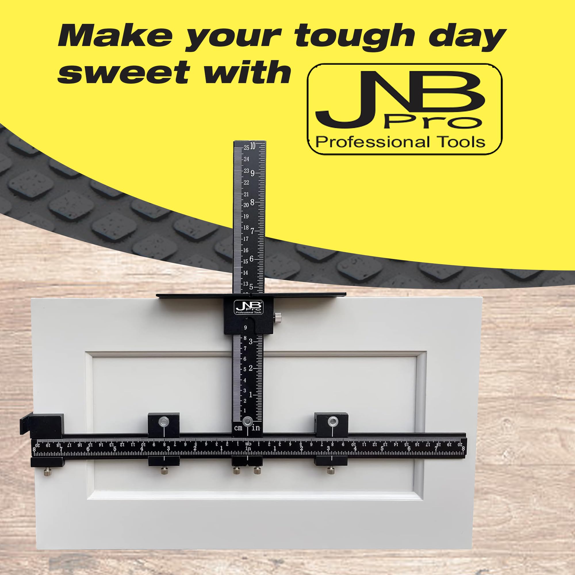 JNB Pro multi-use kitchen hardware jig supports stiles, rails, and handles.