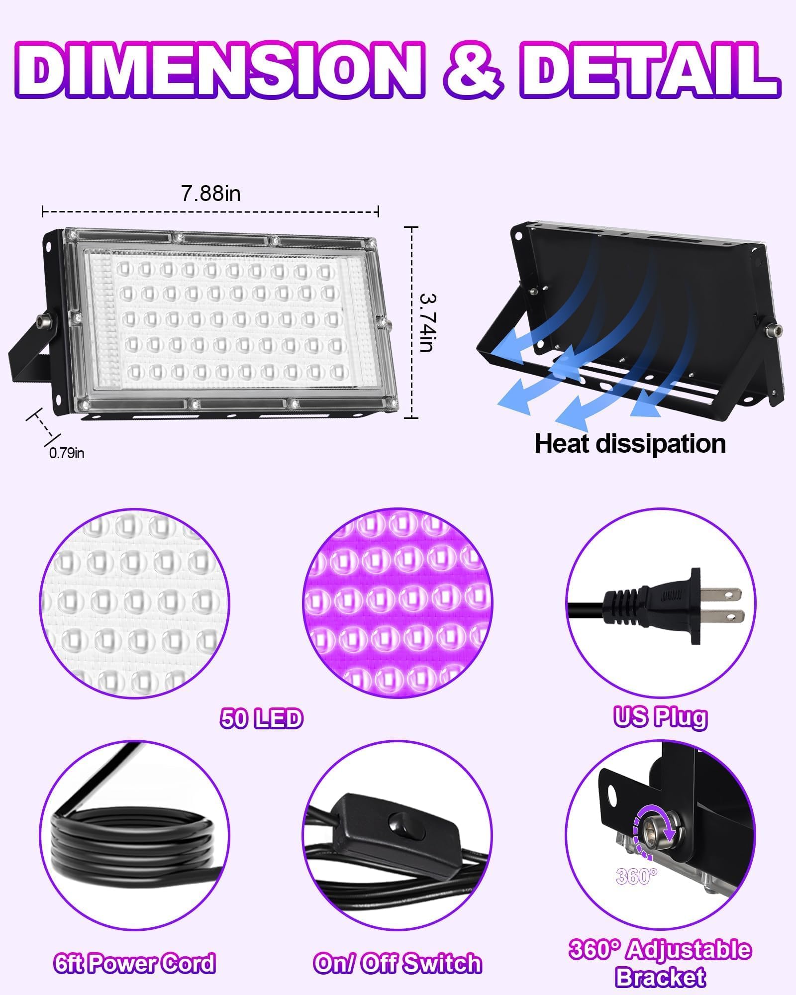 JNGMAIR easy-installation with switch and 6ft cord for plug-and-play setup.