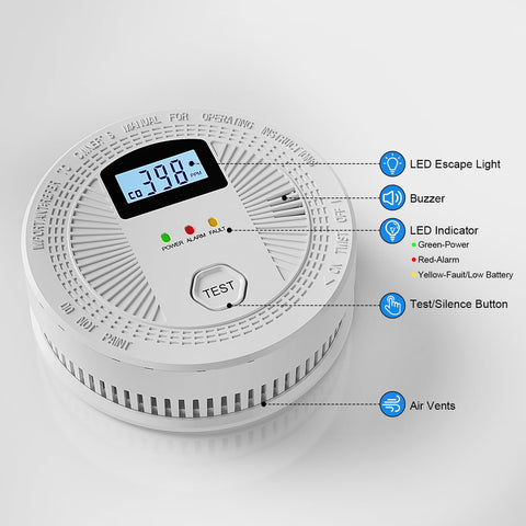 JNHCD alarm with digital display and sensors, back view