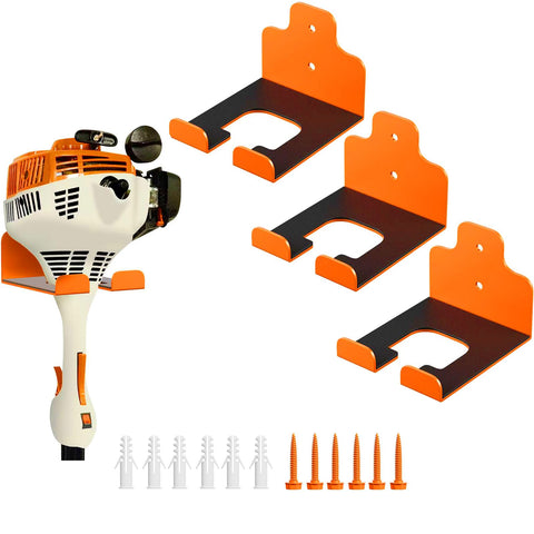 JNIHEEP garage organizer trimmer rack mounted on wall for space-saving tool storage.