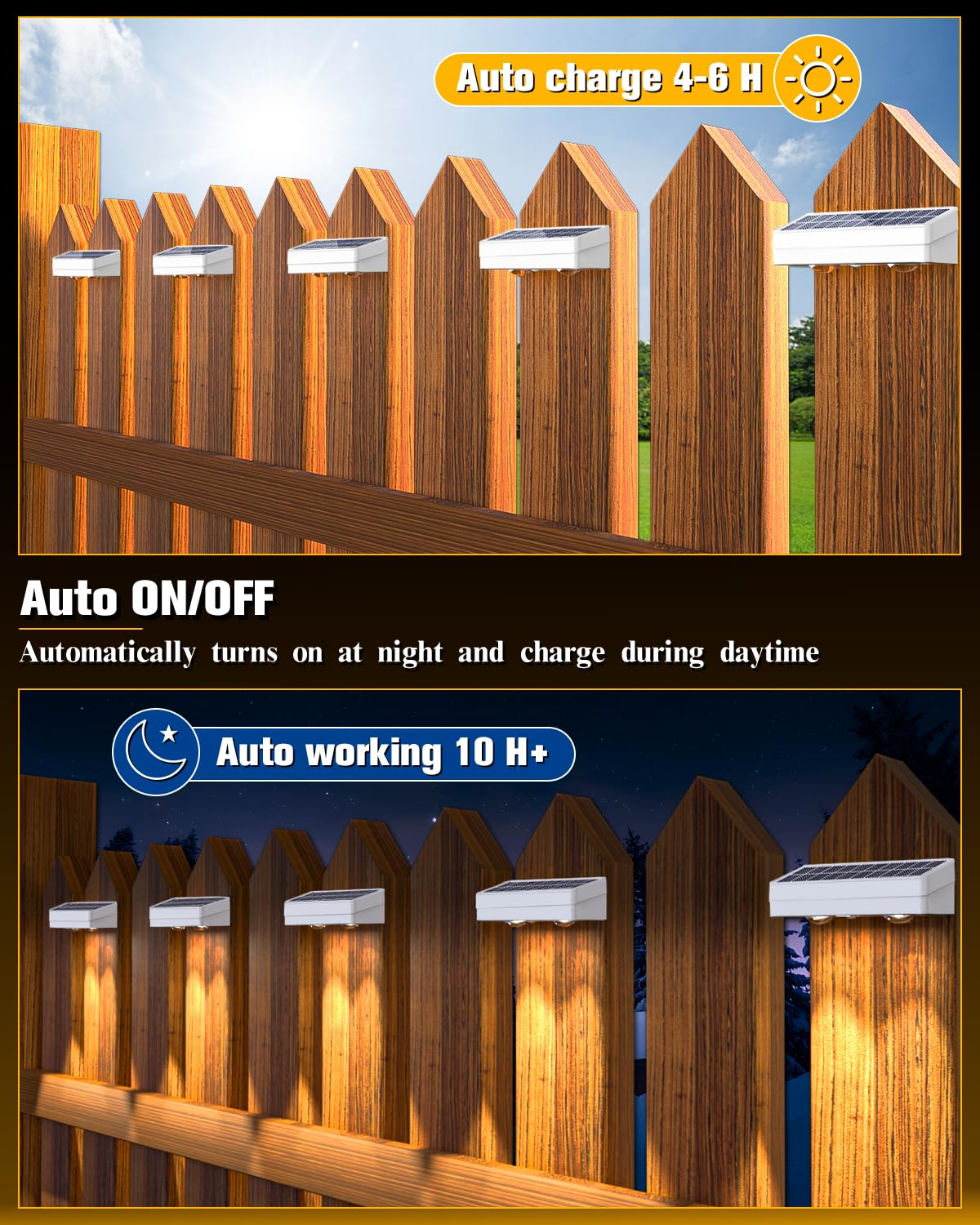 Auto dusk-to-dawn operation powered by solar energy reduces electricity use.