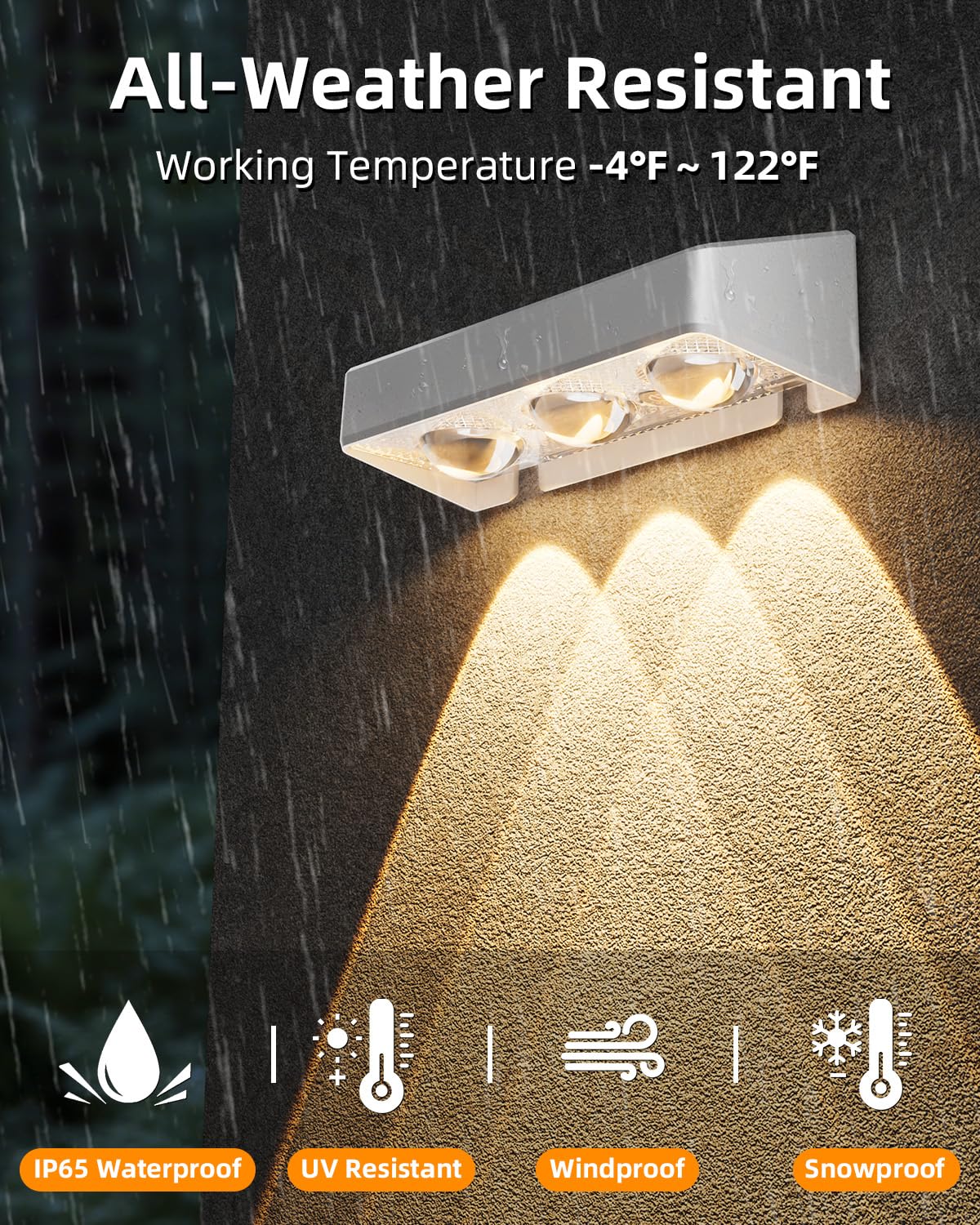 JOFIOS solar fence lights 1200mAh battery for long dusk-to-dawn operation