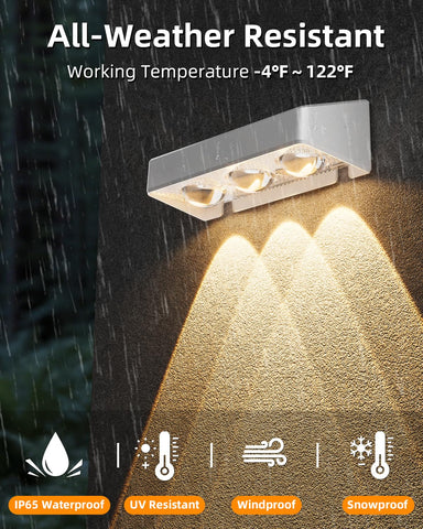 JOFIOS solar fence lights 1200mAh battery for long dusk-to-dawn operation