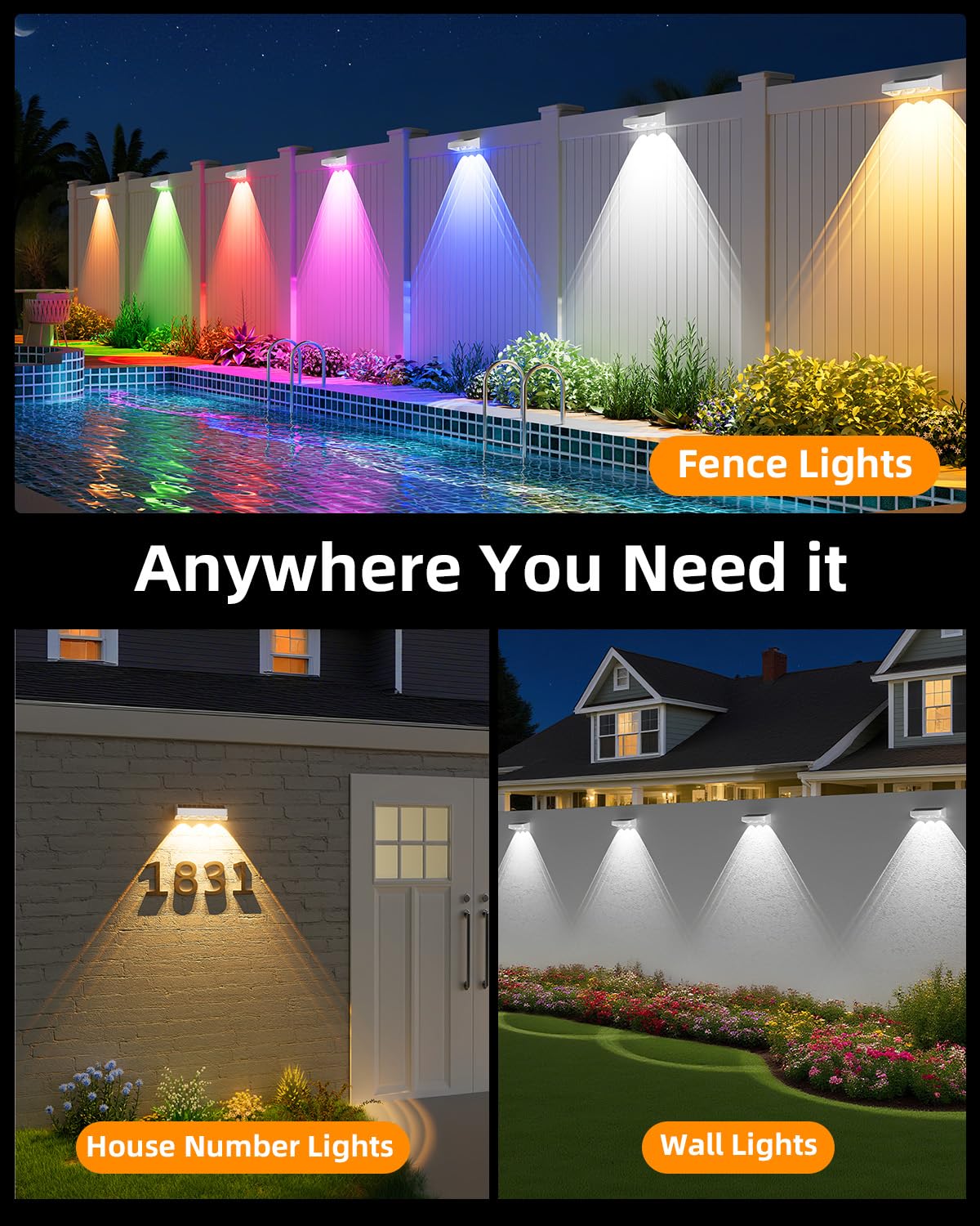 JOFIOS solar fence lights deck illumination enhances nighttime outdoor spaces