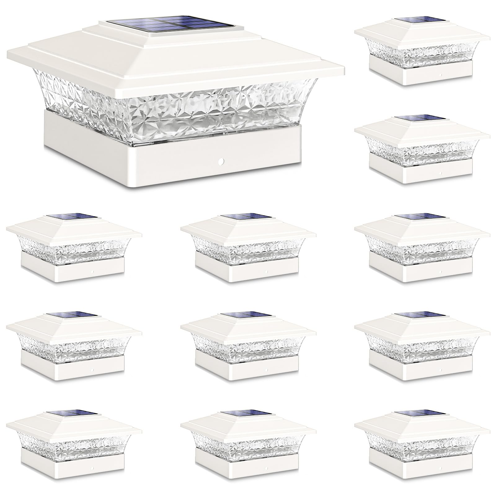 JOFIOS solar post cap lights with diamond shade offer decorative garden illumination.