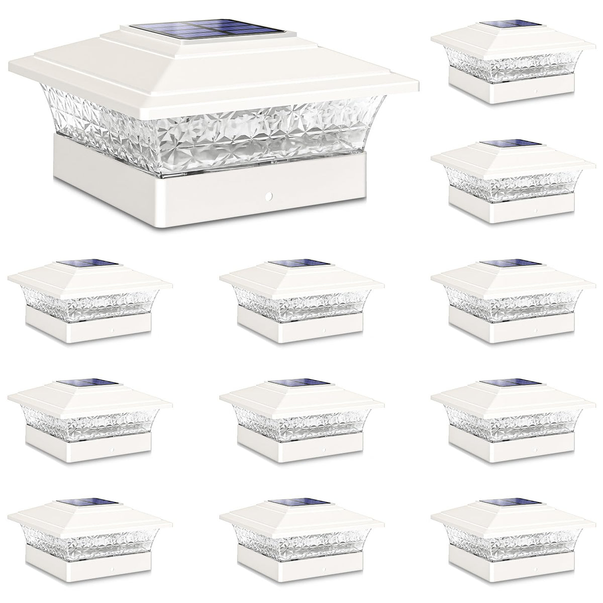 JOFIOS solar post cap lights with diamond shade offer decorative garden illumination.