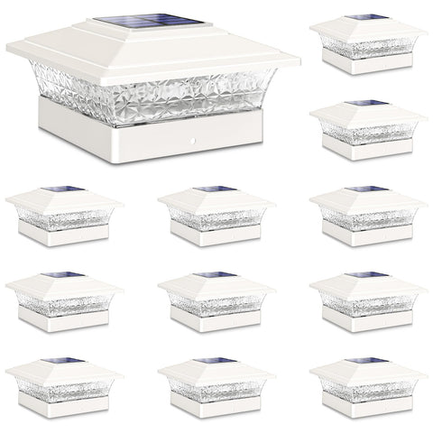 JOFIOS solar post cap lights with diamond shade offer decorative garden illumination.