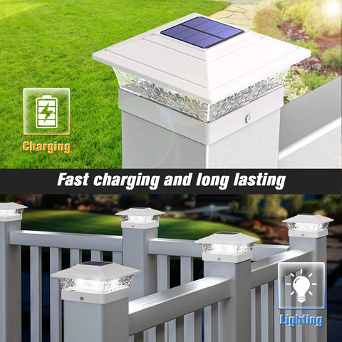 JOFIOS IP44 waterproof solar post cap lights withstand rain and snow along fences.