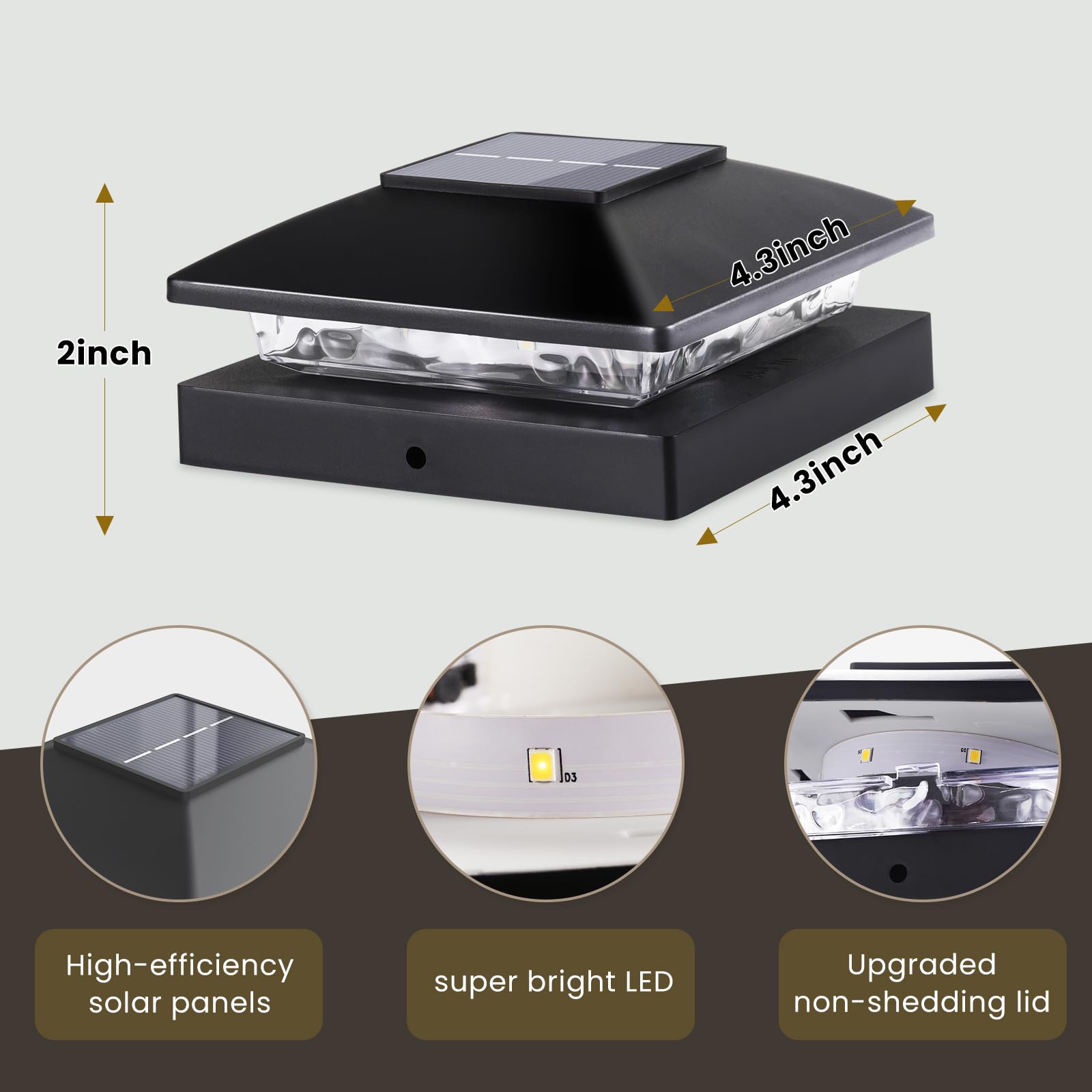 JOFIOS waterproof IP44 post cap lights withstand rain for reliable illumination