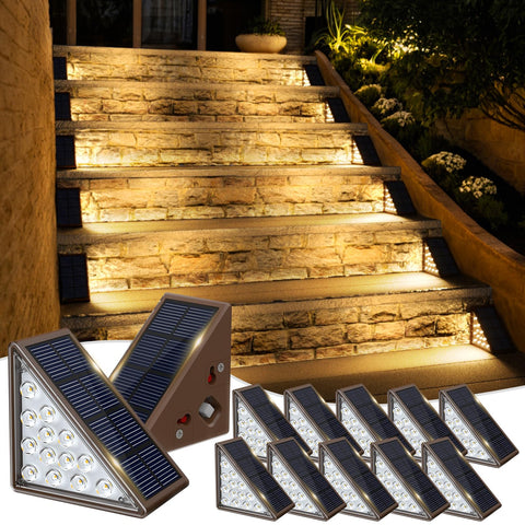 JOFIOS solar step light mounted on outdoor stairs for safer nighttime navigation.