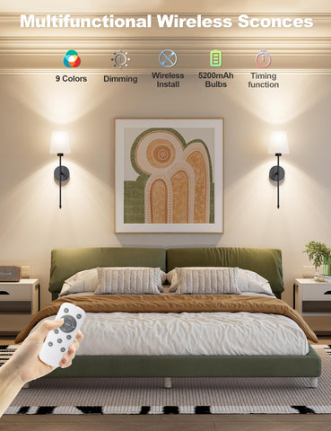 JOFIOS wall sconce remote control enables distant dimming and color options.