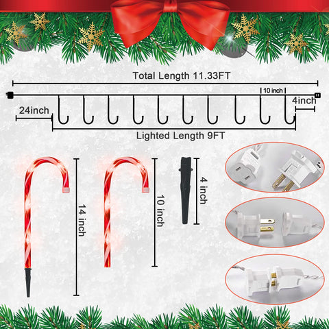 Joascher 12-inch candy canes provide bright, inviting path lighting along your garden.