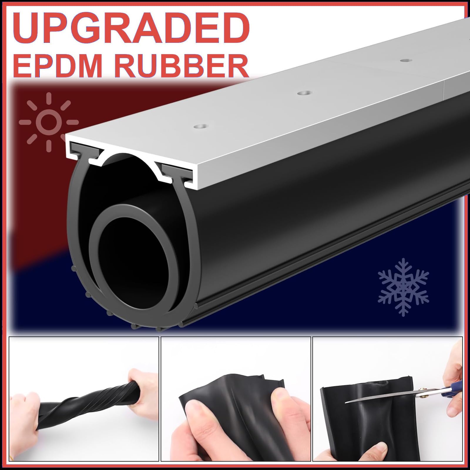 Jobon universal-fit garage door seal designed for steel, wood, and flat-bottom doors