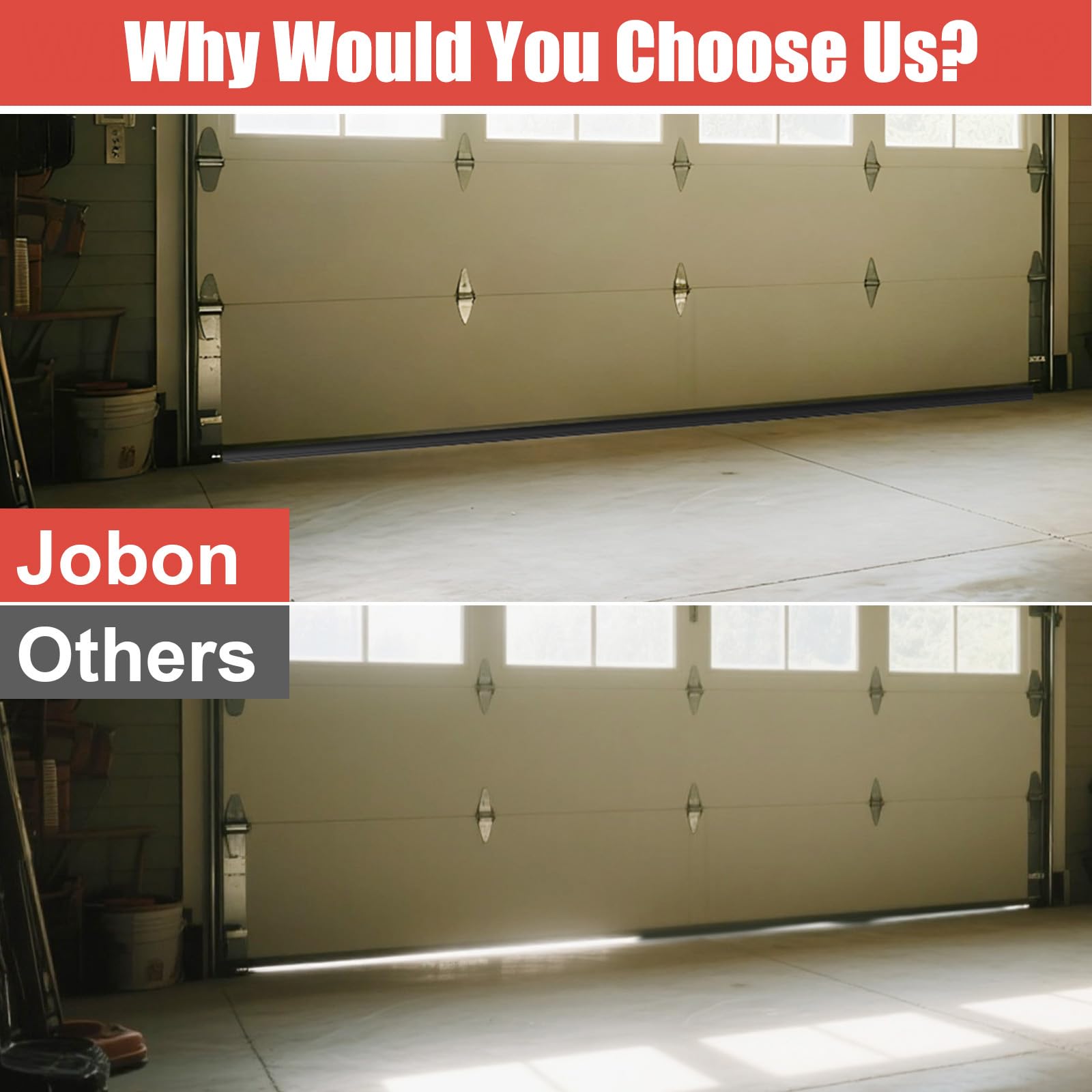 Jobon water-barrier seal stops rainwater from seeping under the door.