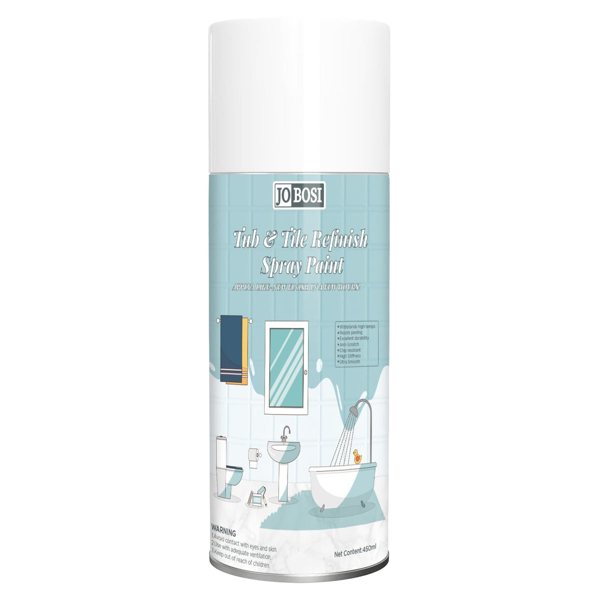 Jobosi white ceramic tub spray paint applied for a smooth, durable bathroom finish.