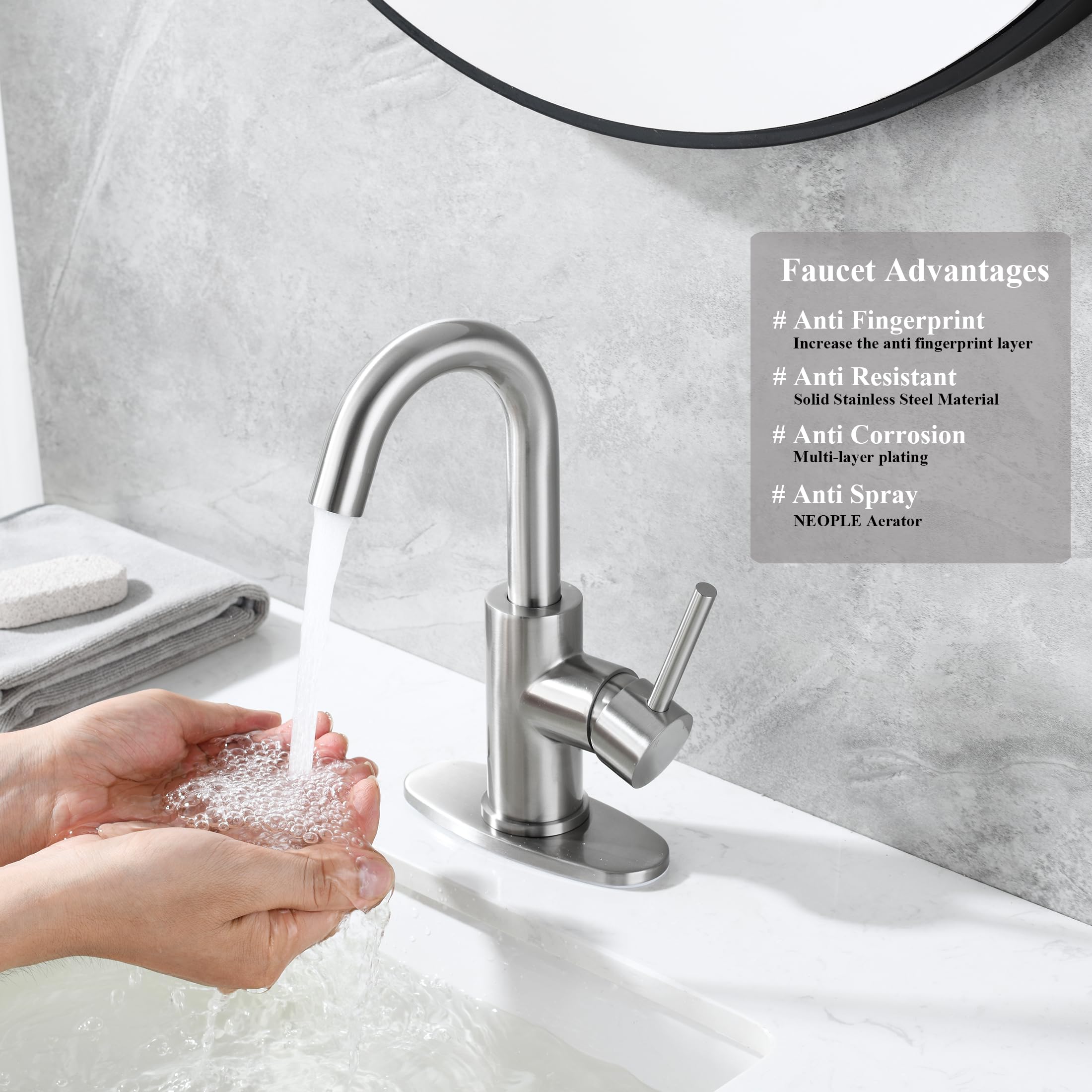 Jodulos bar sink faucet features a 360-degree spout for versatile access.