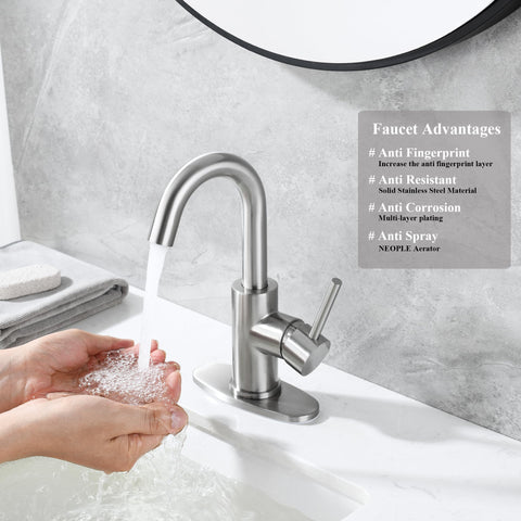 Jodulos bar sink faucet features a 360-degree spout for versatile access.
