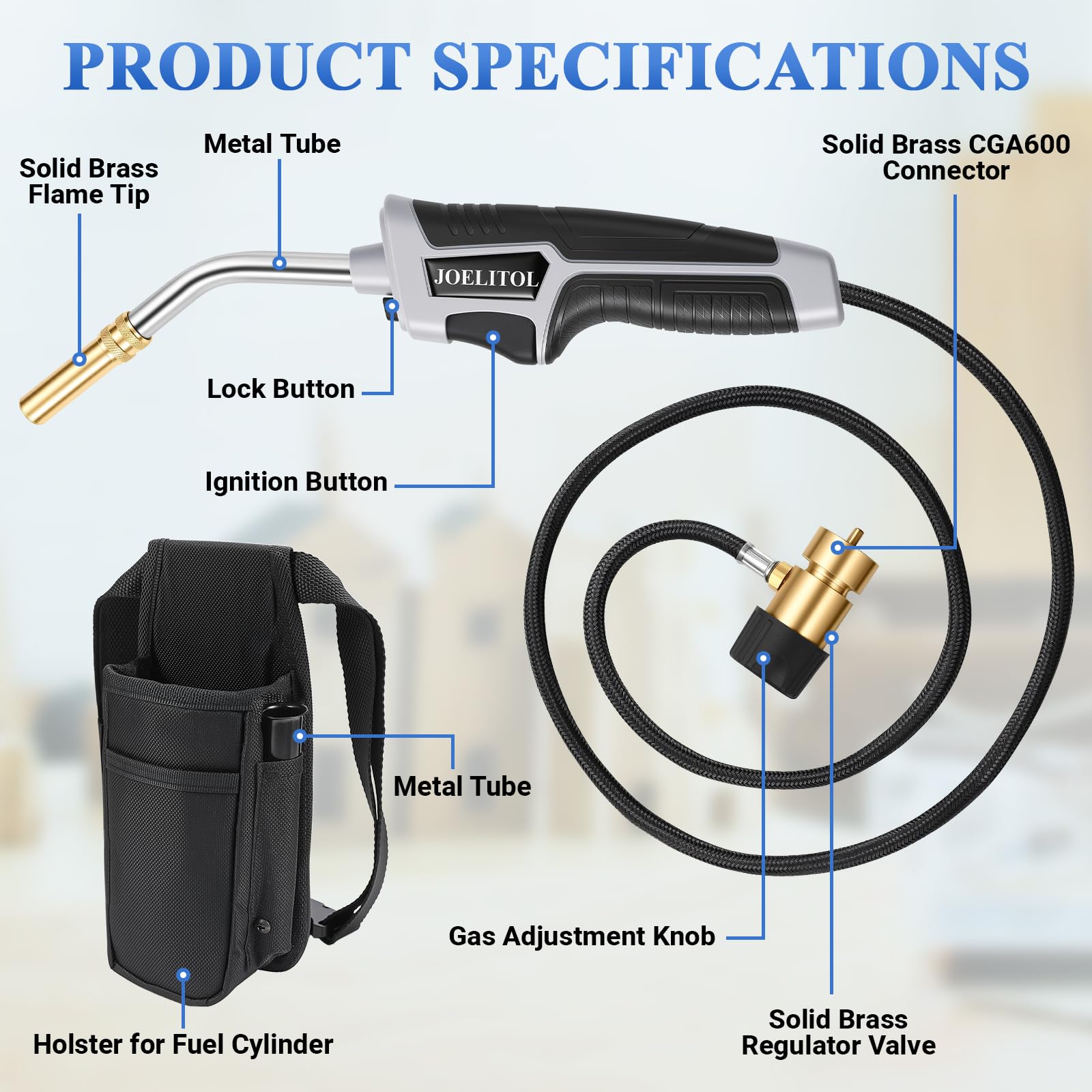 JOELITOL 5-foot hose for extended reach and safe handling during repairs