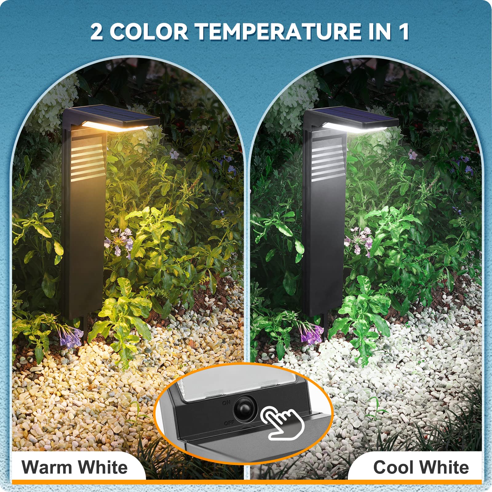 JOFIOS warm white mode highlights inviting garden ambiance along paths