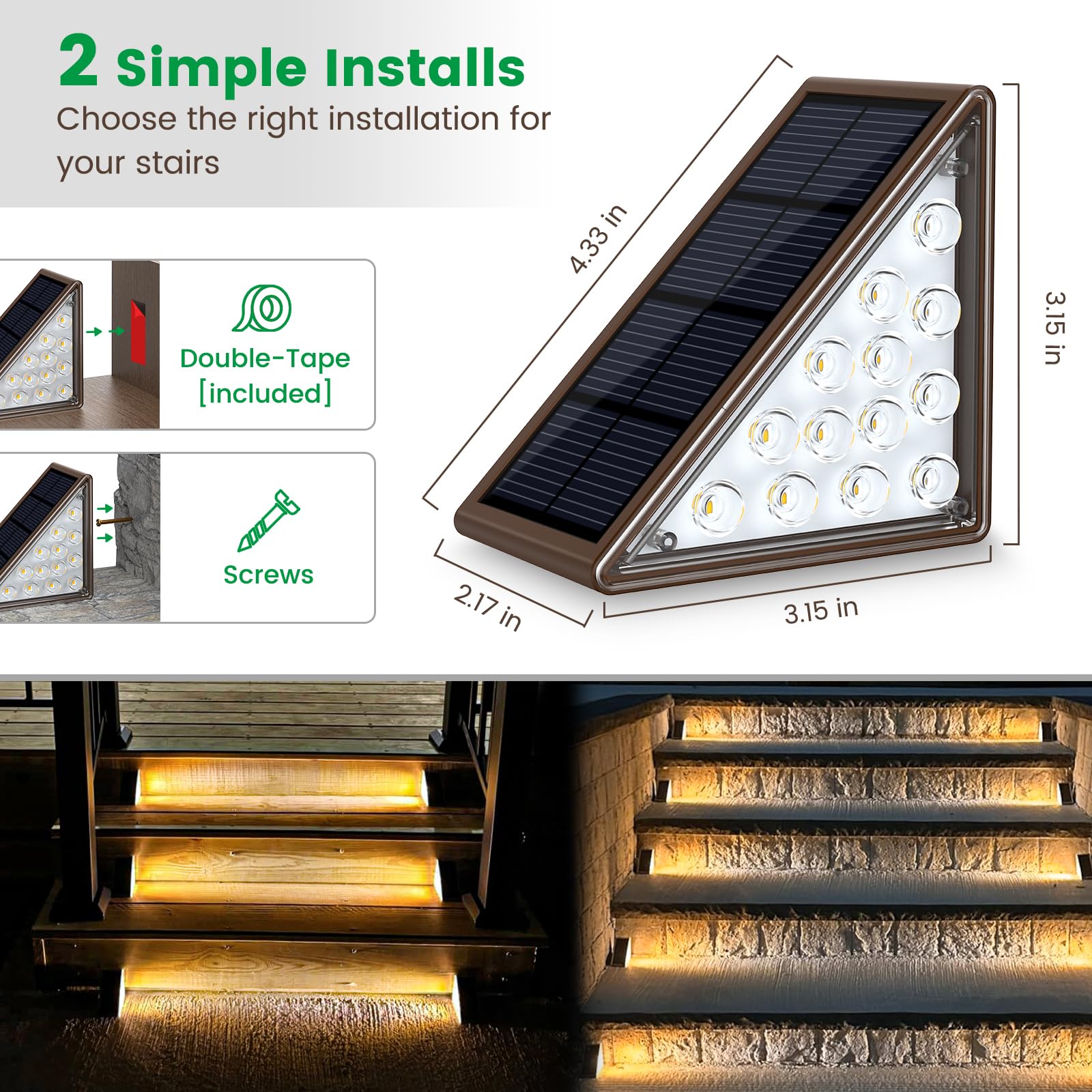 JOFIOS Solar Step Lights easy installation with included hardware for patios or stairs.