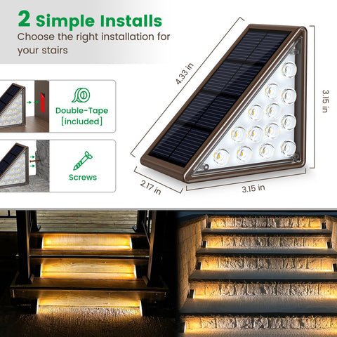 JOFIOS Solar Step Lights easy installation with included hardware for patios or stairs.