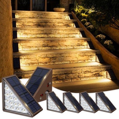 JOFIOS Solar Step Lights outdoor 6-pack illuminate stairs for safer nighttime access.