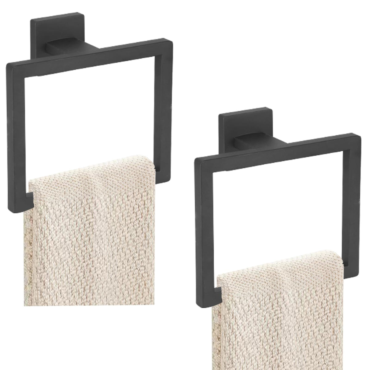 JOPOFI 2-piece towel ring in matte black for a rustproof bathroom setup