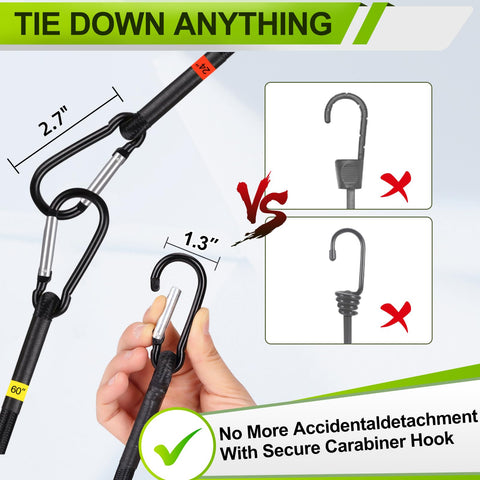 Jogtlyer ball bungee cords provide flexible tension for gear.