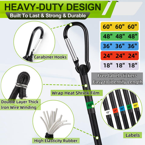 Jogtlyer cords with color labels help quickly identify lengths for efficient setup.