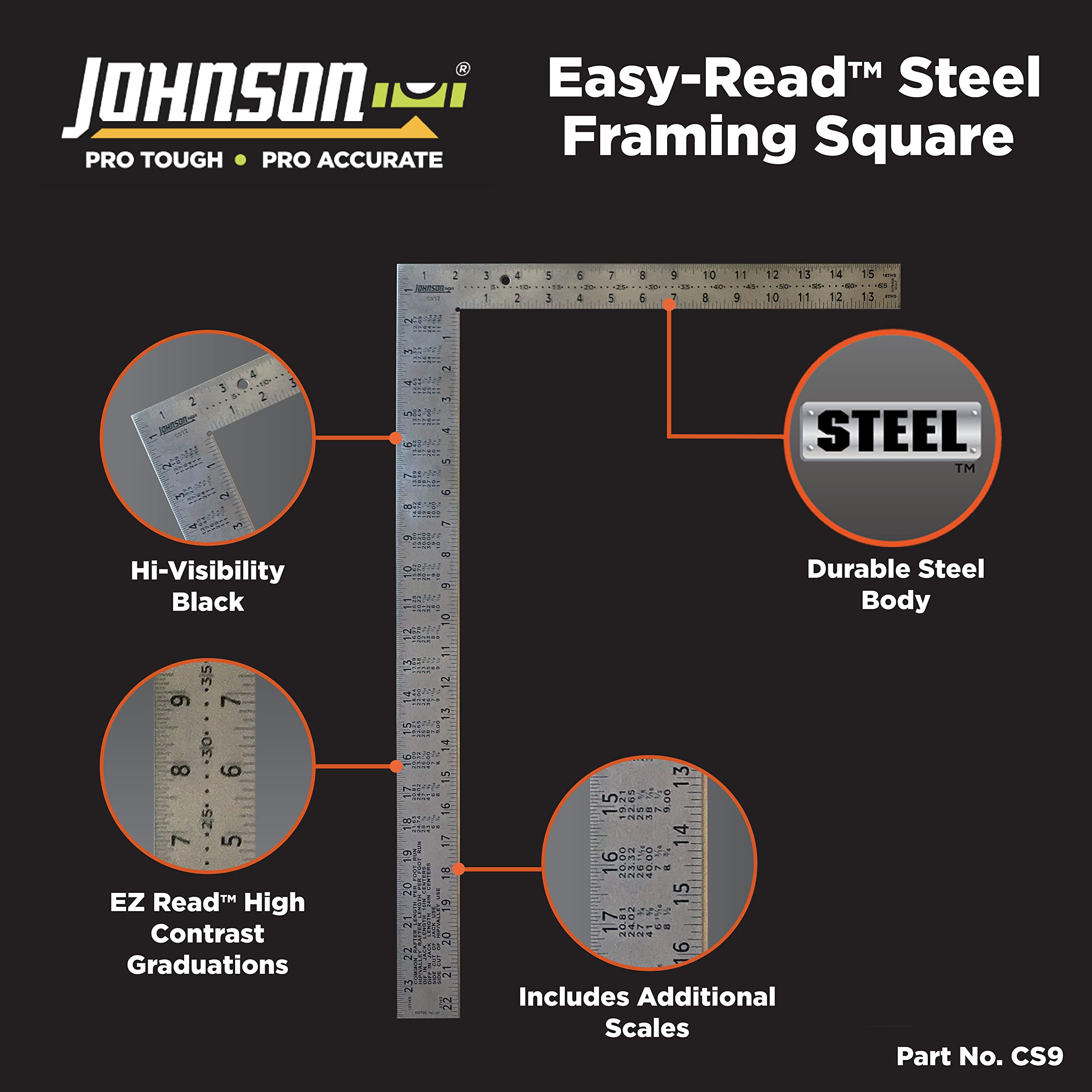 Johnson CS9 EZ Read closeup showing easy graduations for quick measurements